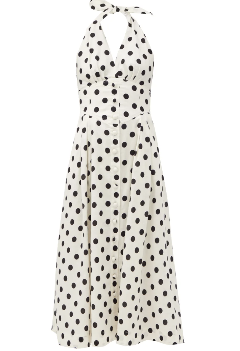 Cheap designer Zimmermann Bellitude Polka Dot Linen Blend Dress