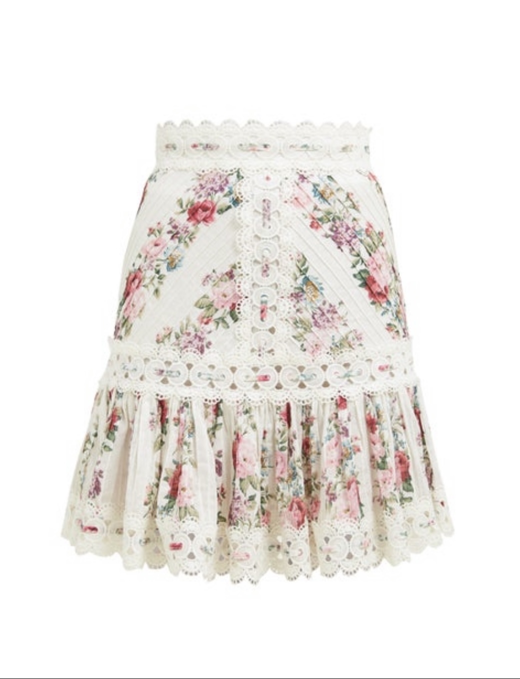Affordable Zimmermann Honour Floral Print Pintuck Cotton Skirt
