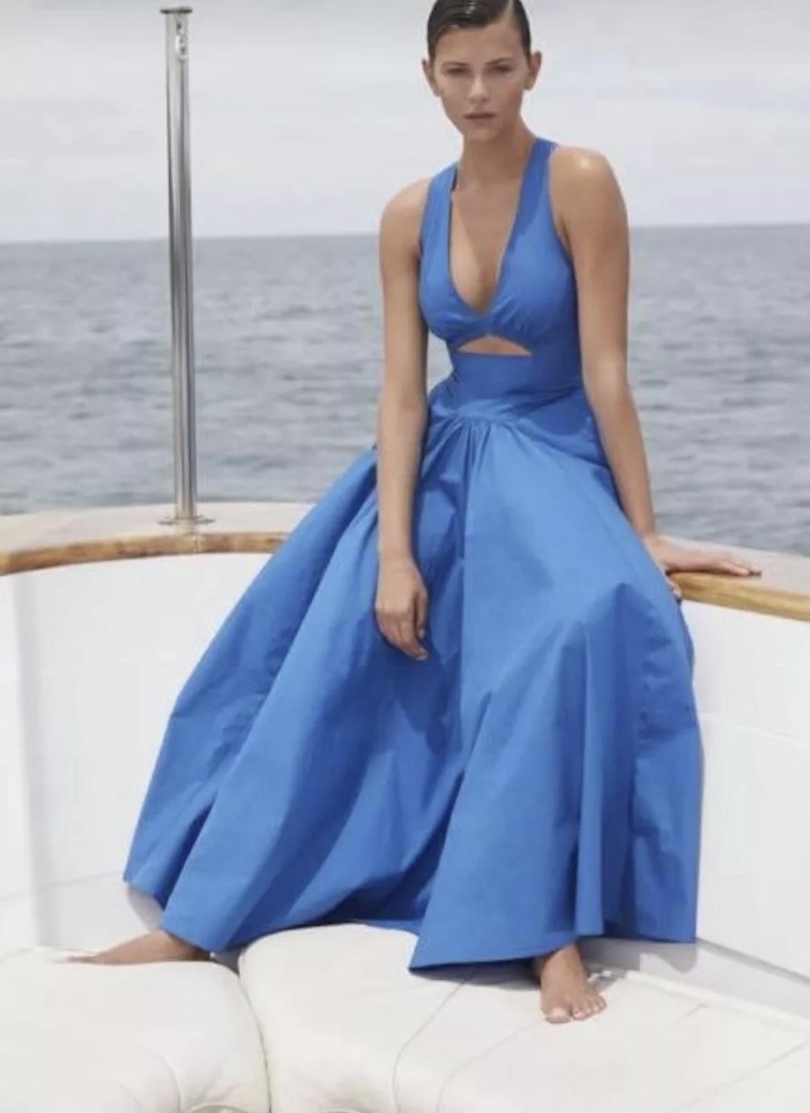 Borrow a Scanlan Theodore Cotton Crossback Dress Maxi Blue