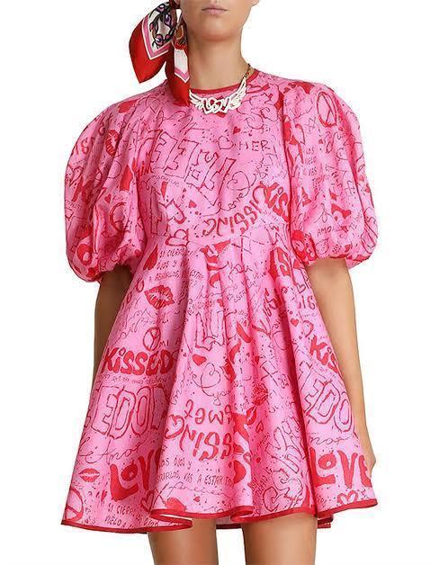 Borrow a Zimmermann Linen Day Mini Dress In Pink Graffiti Print ‘Resort 2021’
