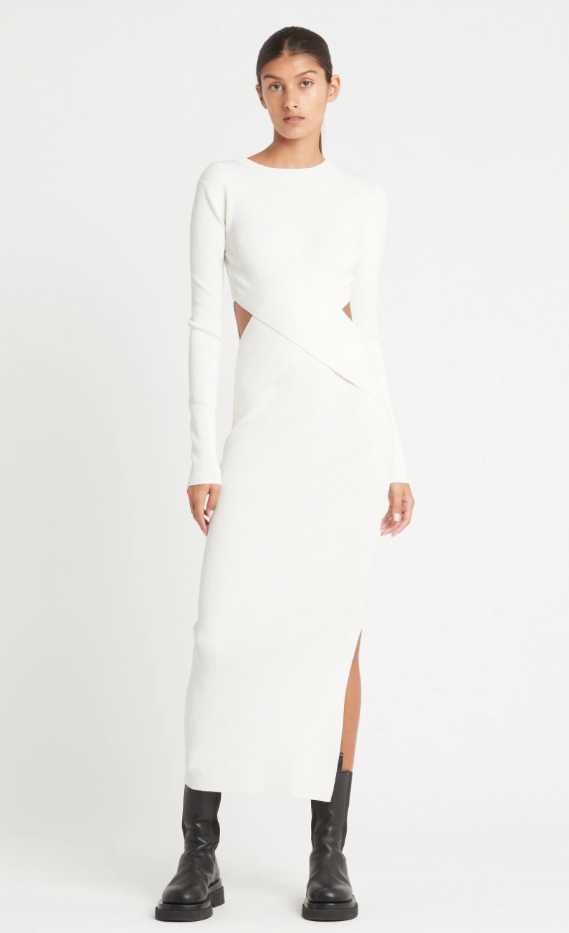 Loan a Sir The Label Celena Draped Dress White Size 0