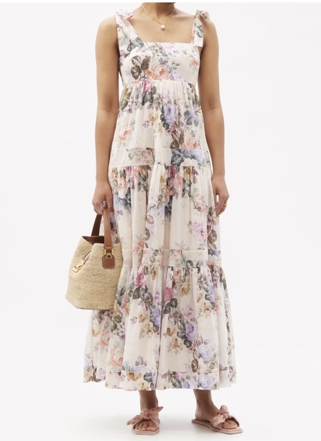 Rental Zimmermann Brighton Tiered Floral Print Cotton Dress