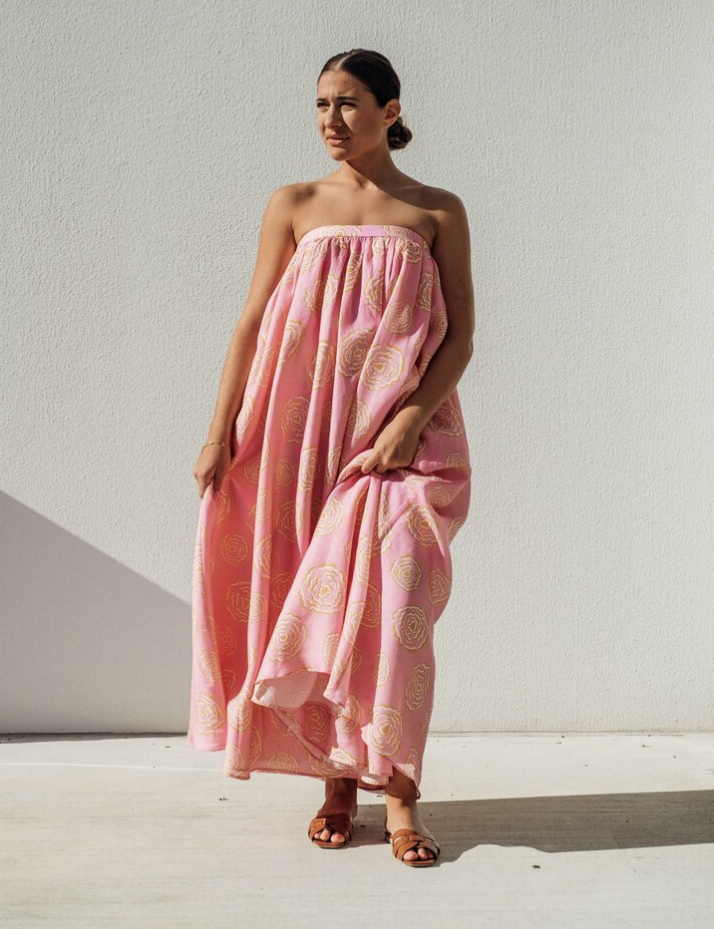For rent a Isabella Longginou Pink Peony Strapless Dress