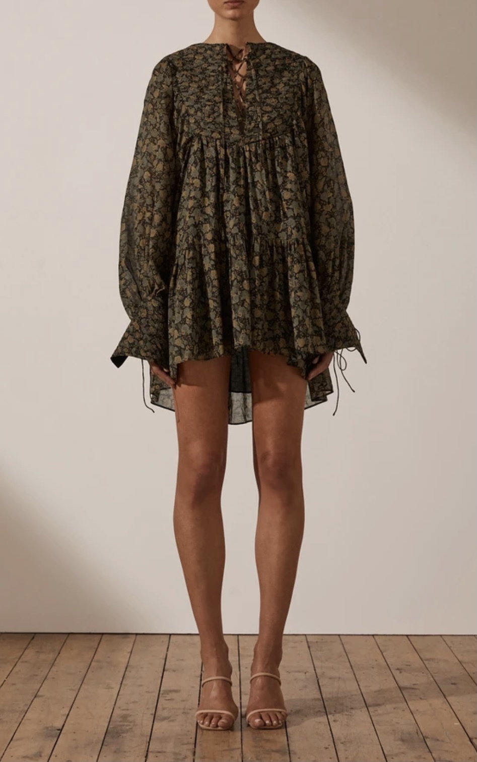 For rent a Shona Joy Francine Pin Tuck Balloon Sleeve Mini Dress