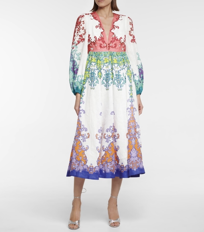 Borrow a Zimmermann The Nina Plunge Midi Dress