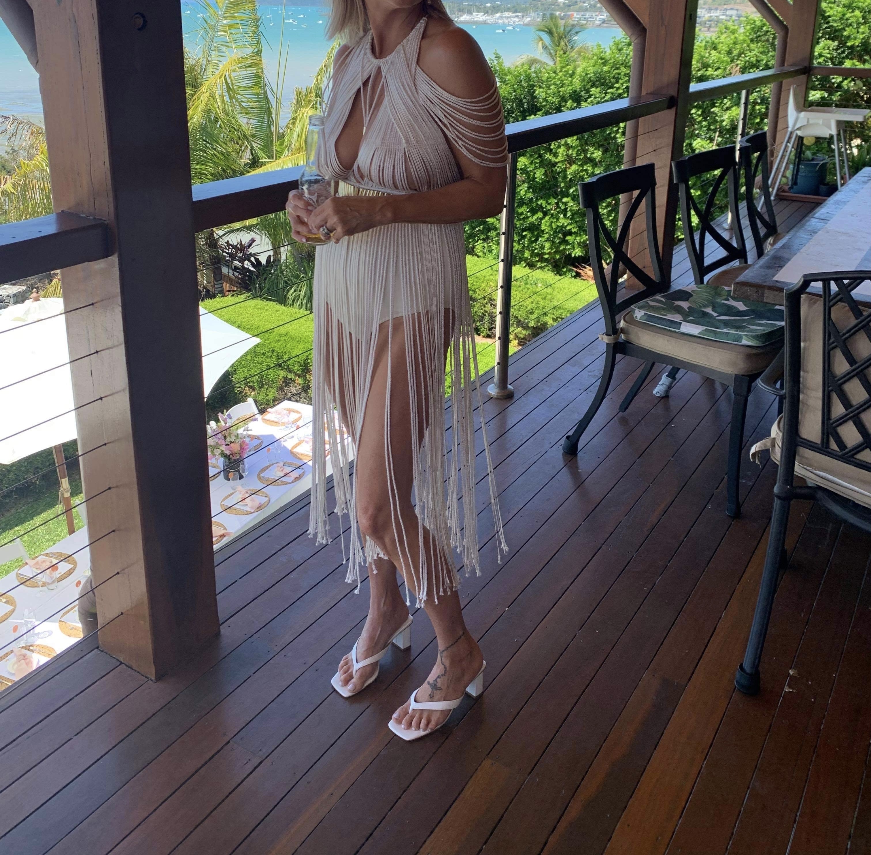 Formal rental Denisse M Vera Luxe Equinox Top With Extra Sleeve Tassels