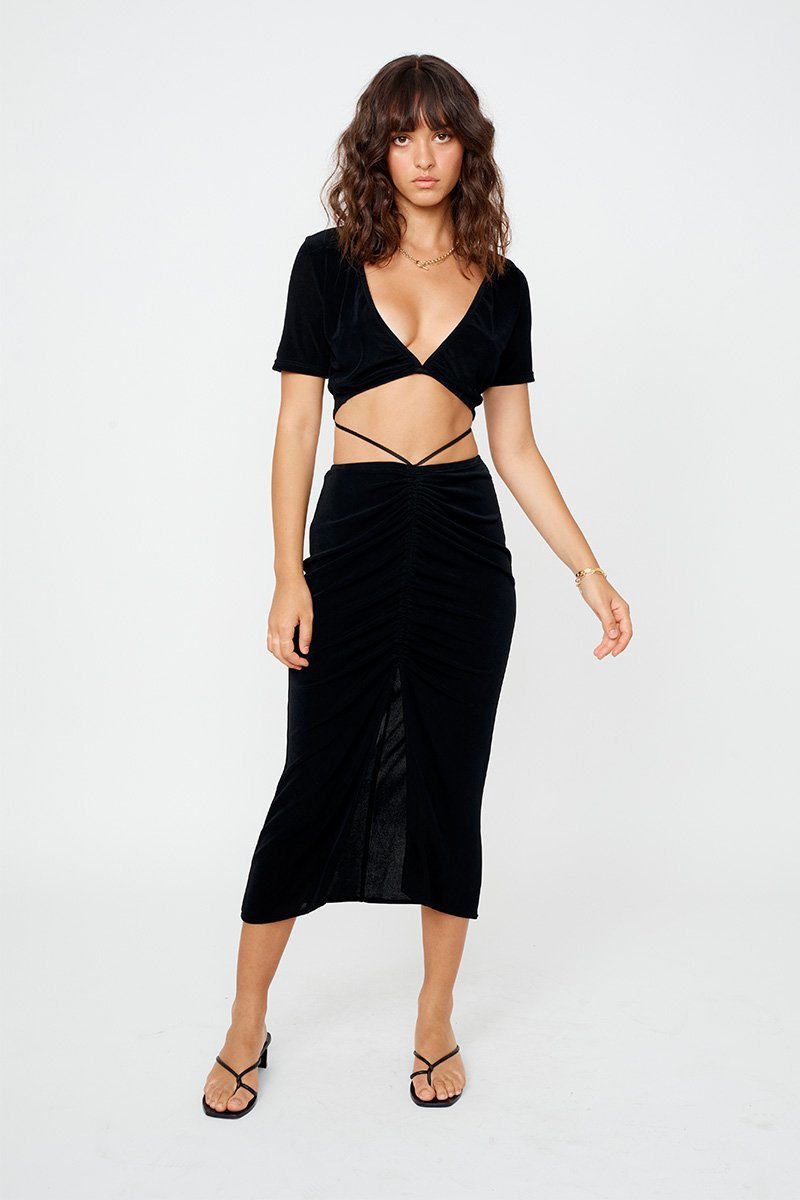 Formal rental Suboo Liz Rouched Midi Skirt & Liz Rouched Crop Top