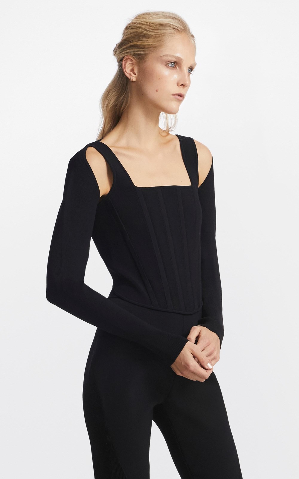 Designer rental Dion Lee Dion Lee Pointelle Corset Long Sleeve Top