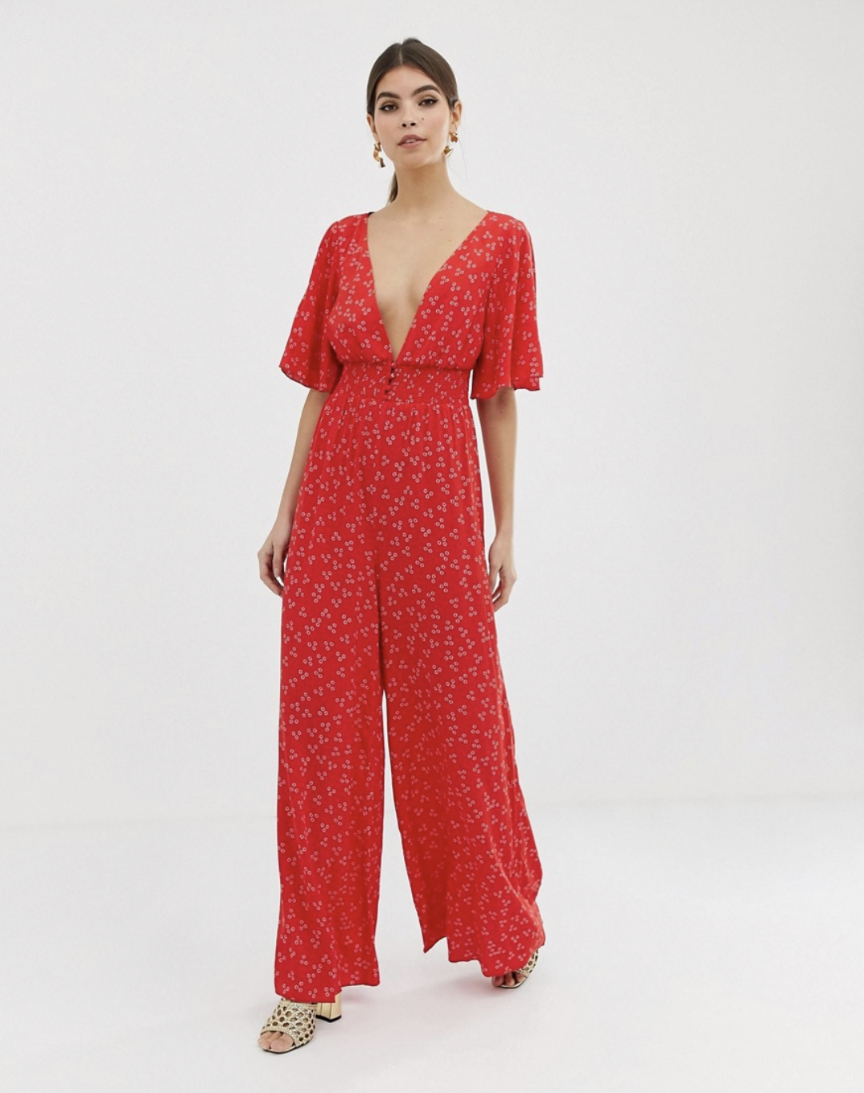 Hire a Finders Keepers Wideleg Ditsy Print Jumpsuit