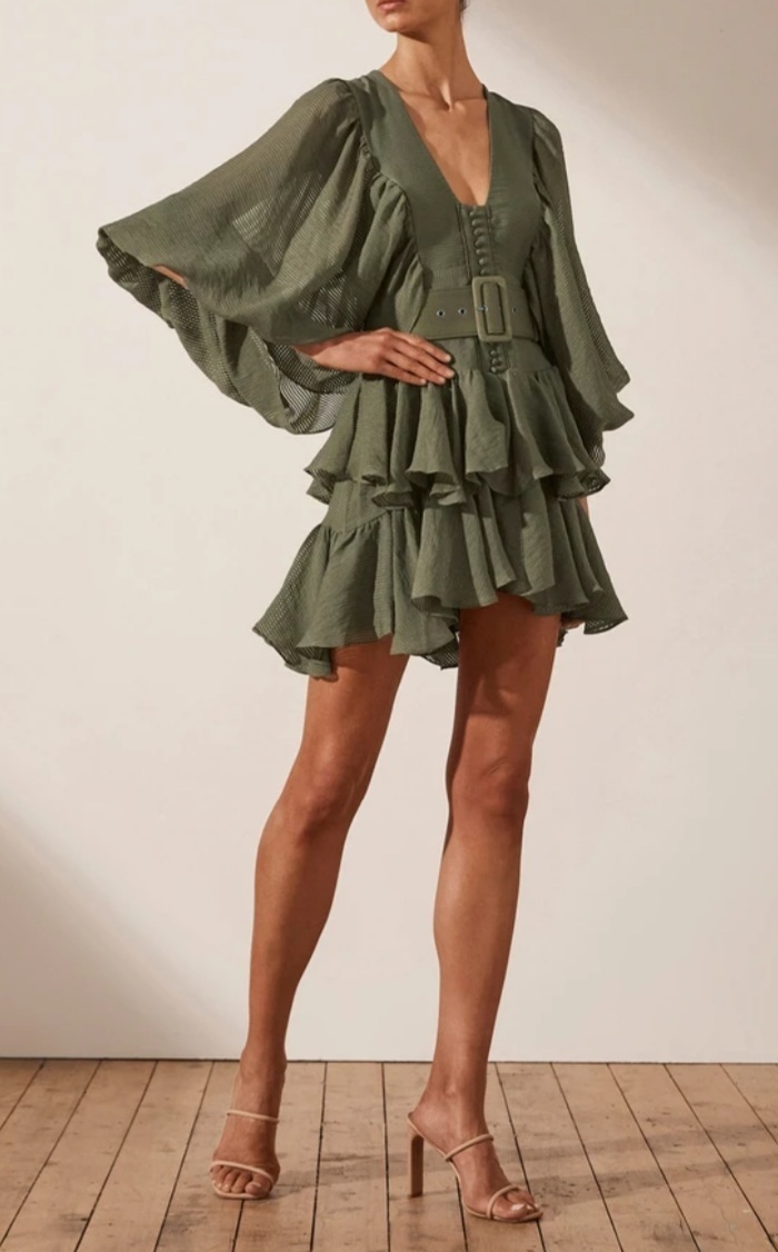 Hire a Shona Joy Charlotte Plunged Draped Mini Dress Khaki