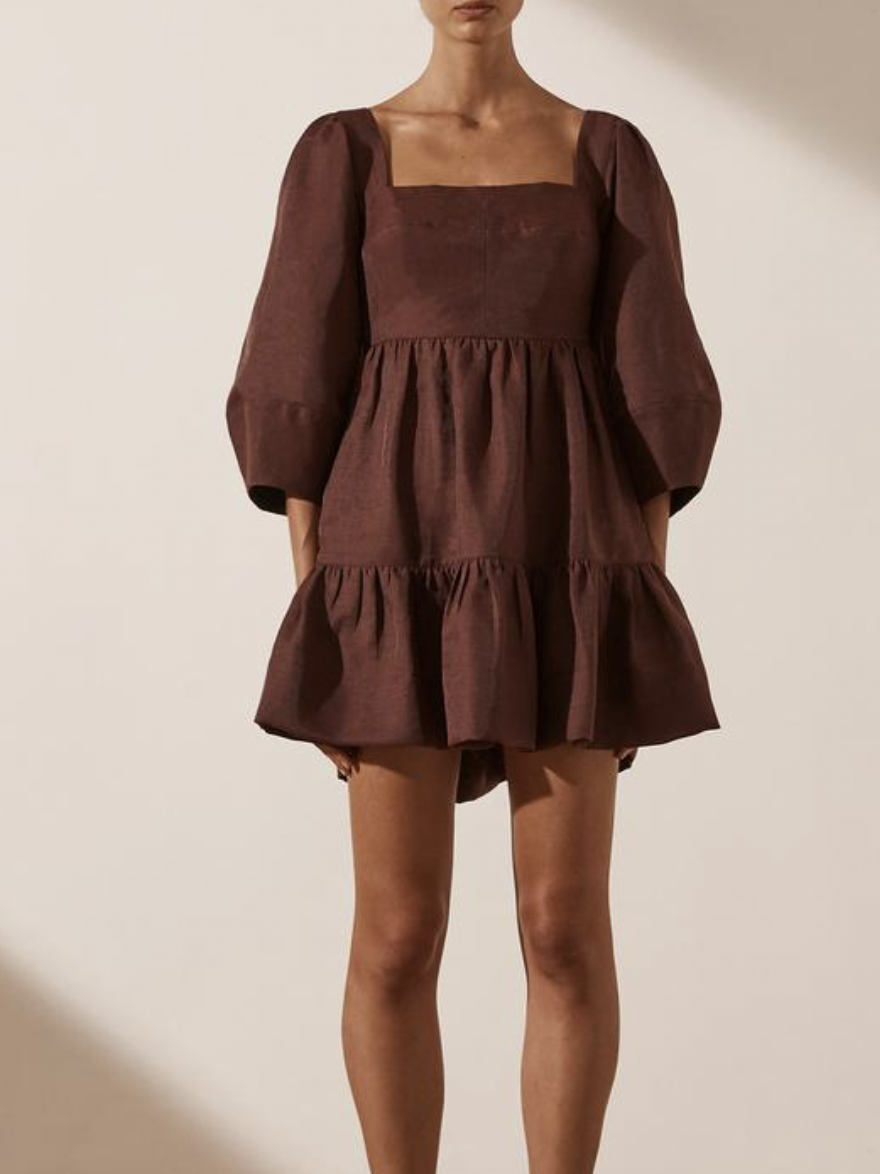 Borrow a Shona Joy Marlene Linen Open Back Mini Dress