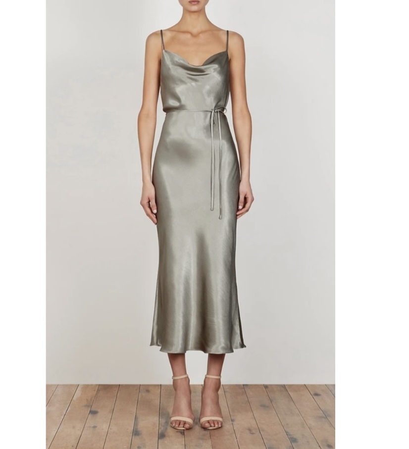 Borrow a Shona Joy La Lune Bias Cowl Midi Dress Sage
