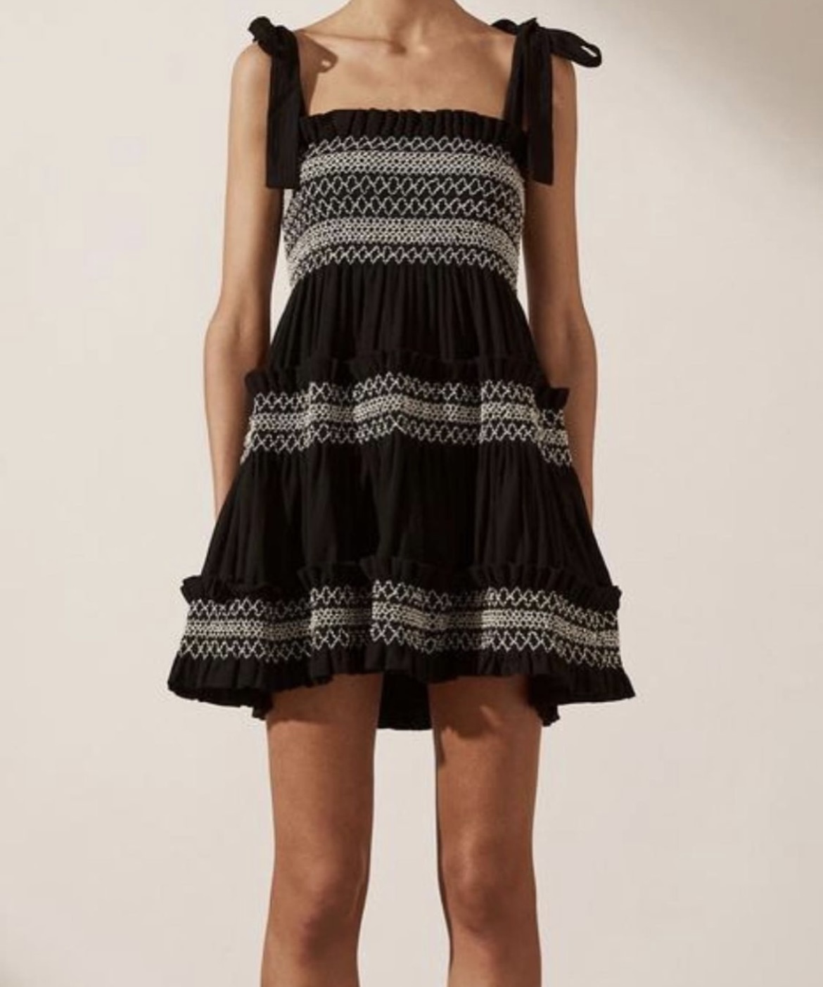 Rental Shona Joy Leda Shirred Tiered Mini Dress