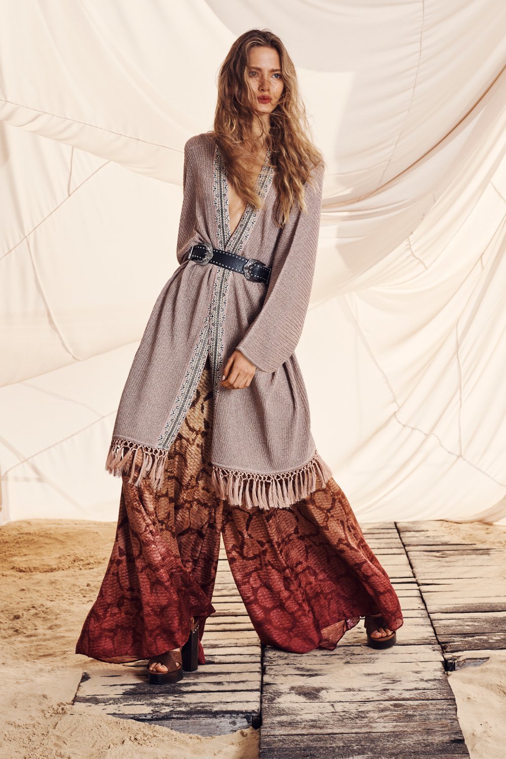 Rent a Camilla Metallic Knit Poncho With Tassels Coastal Treasure