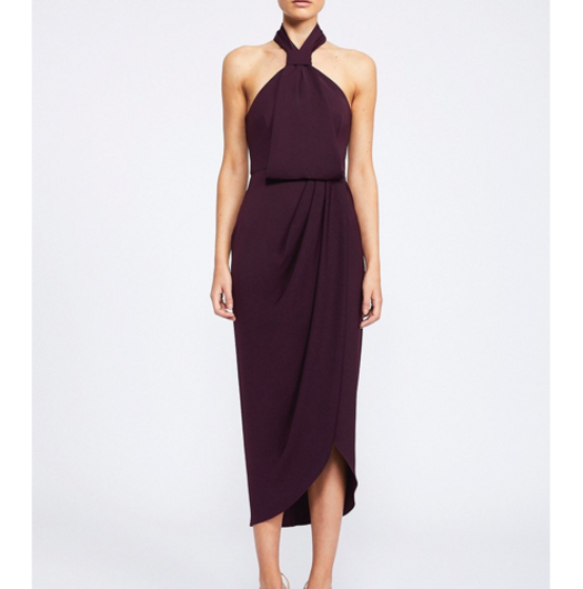 Borrow a Shona Joy Core Knot Draped Dress In Aubergine Purple