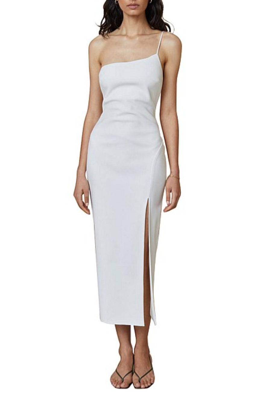 Loan a Bec + Bridge Fleur Single Strap Ivory Asymmetric Midi Dress Bec + Bridge