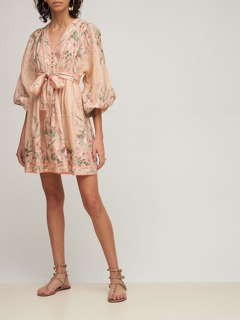 For rent a Zimmermann Zimmerman Moonshine Floral Print Linen Mini Dress