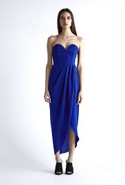 For rent a Shona Joy Core 'U' Bustier Draped Dress Cobalt