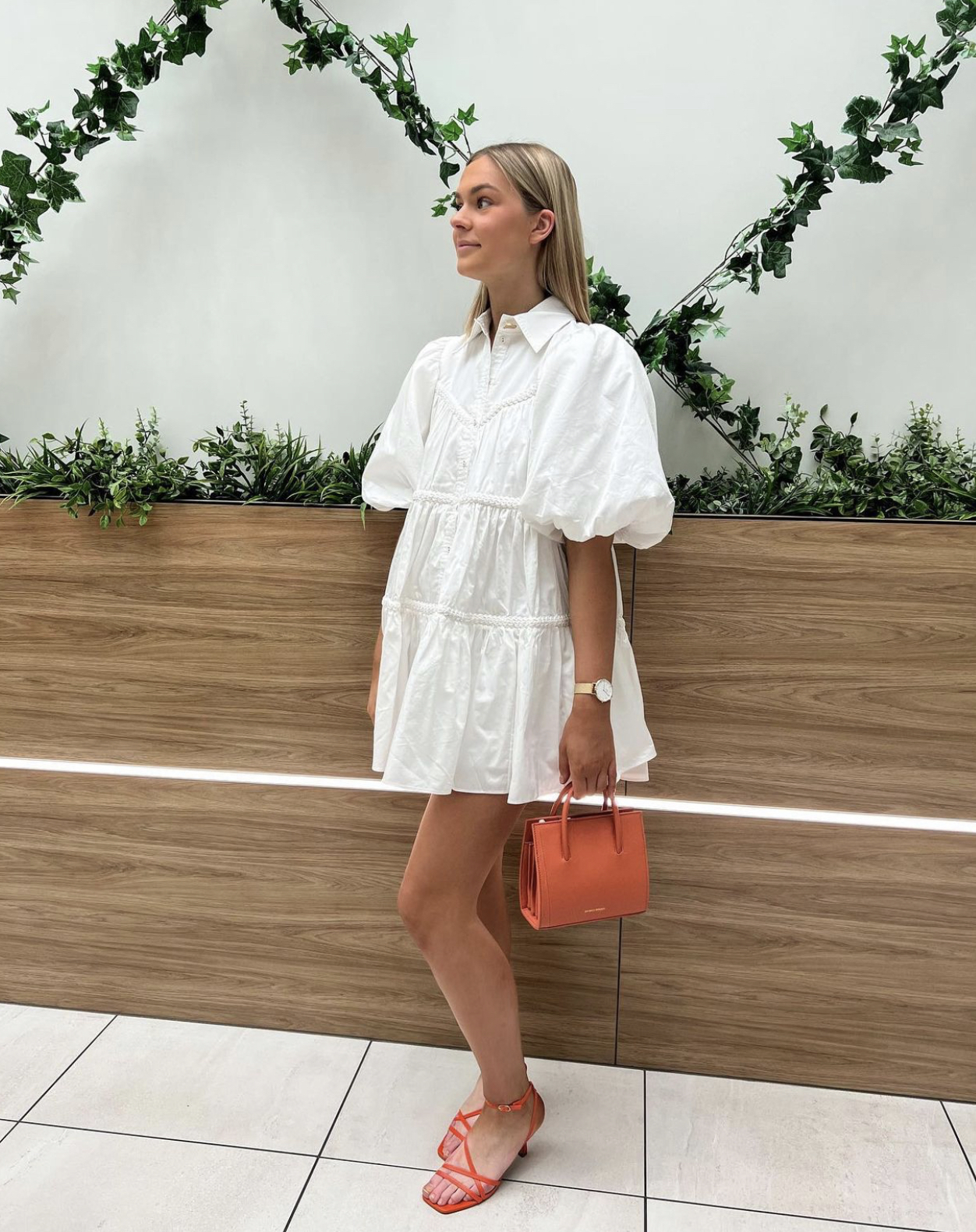 Designer rental Aje Casabianca Puff Sleeve Shirt Smock Dress