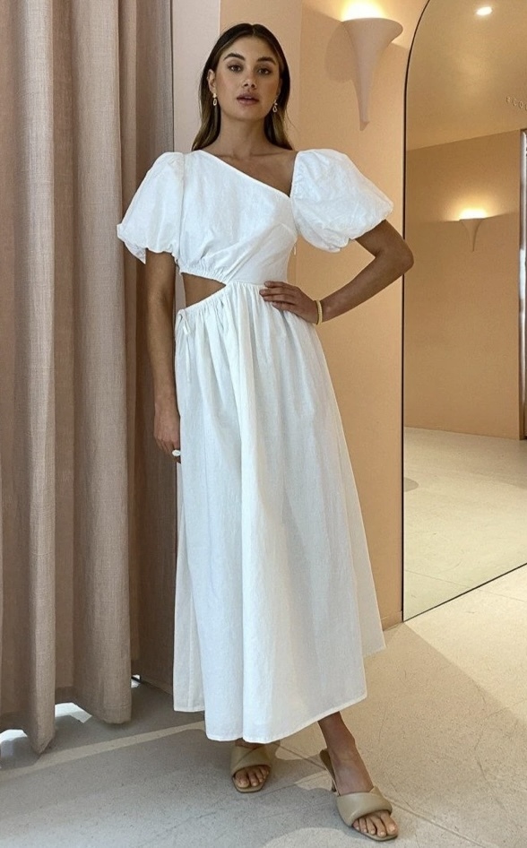 Hire a By Nicola Asymmetrical Midi Dress In White