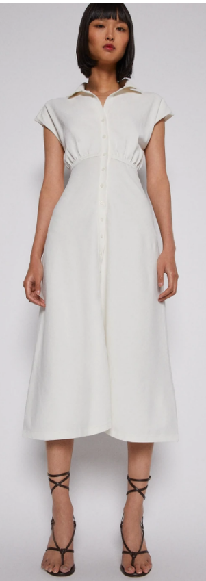 Rental Scanlan Theodore Crepe Knit Shirt Dress Cream