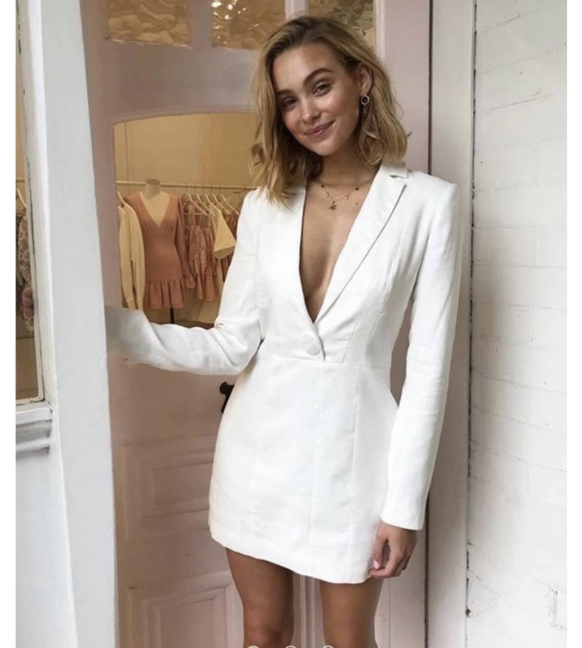 Rental Joslin Joslin Harley Ramie Blazer Dress In White,