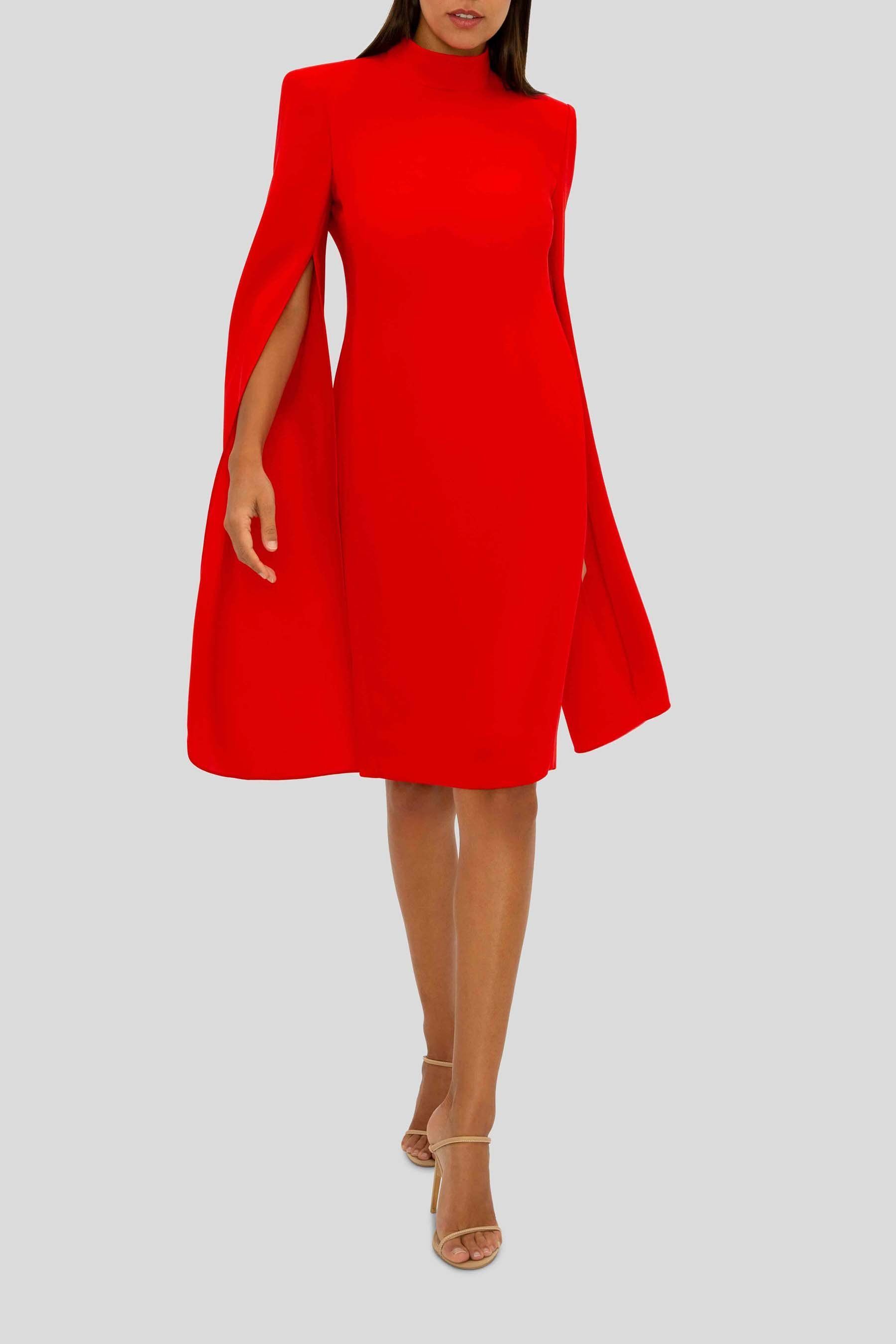 Hire a Carla Zampatti Red Celebration Caped Sleeve Dress