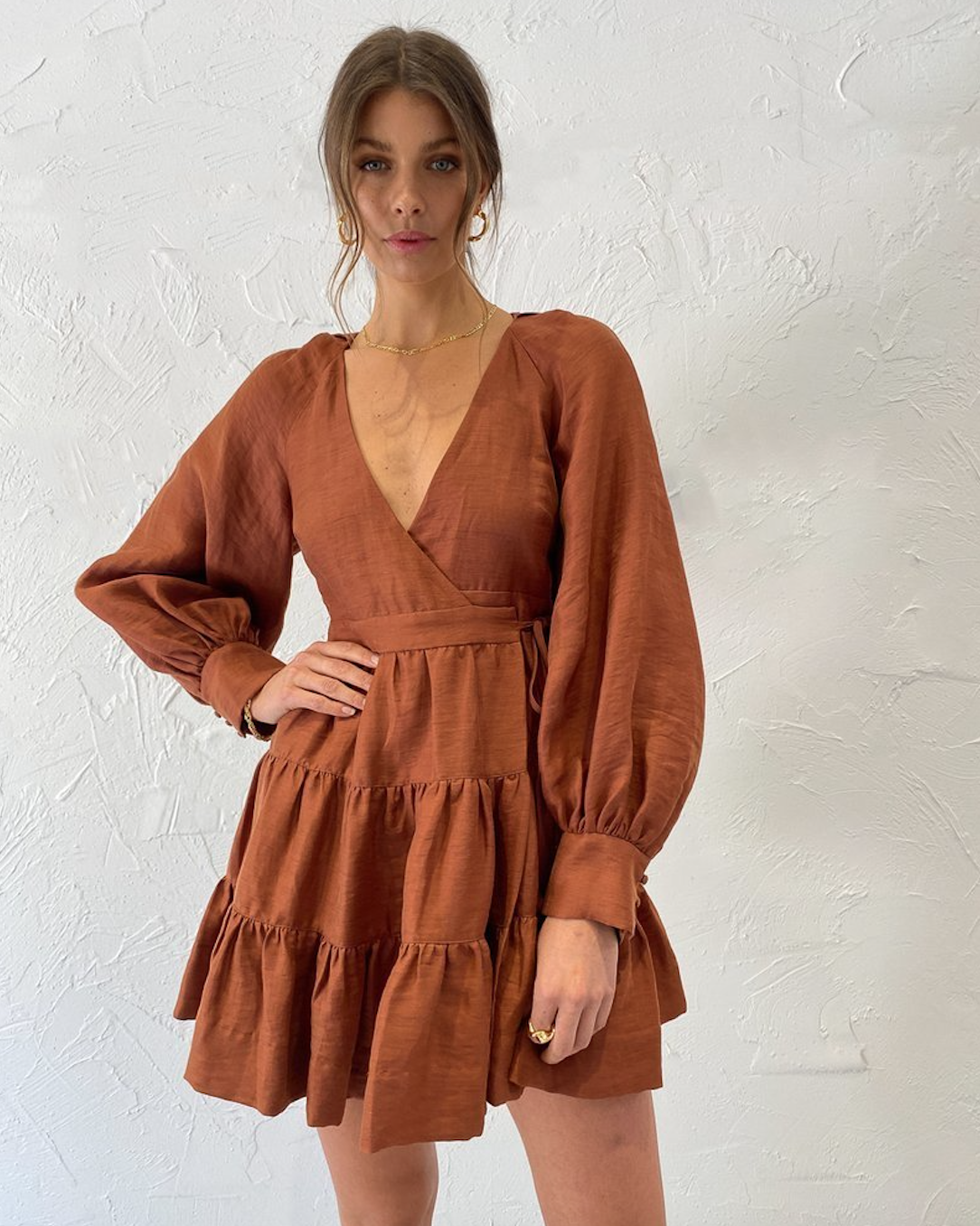 Cheap designer Shona Joy Elsa Wrap Mini Dress In Gingerbread