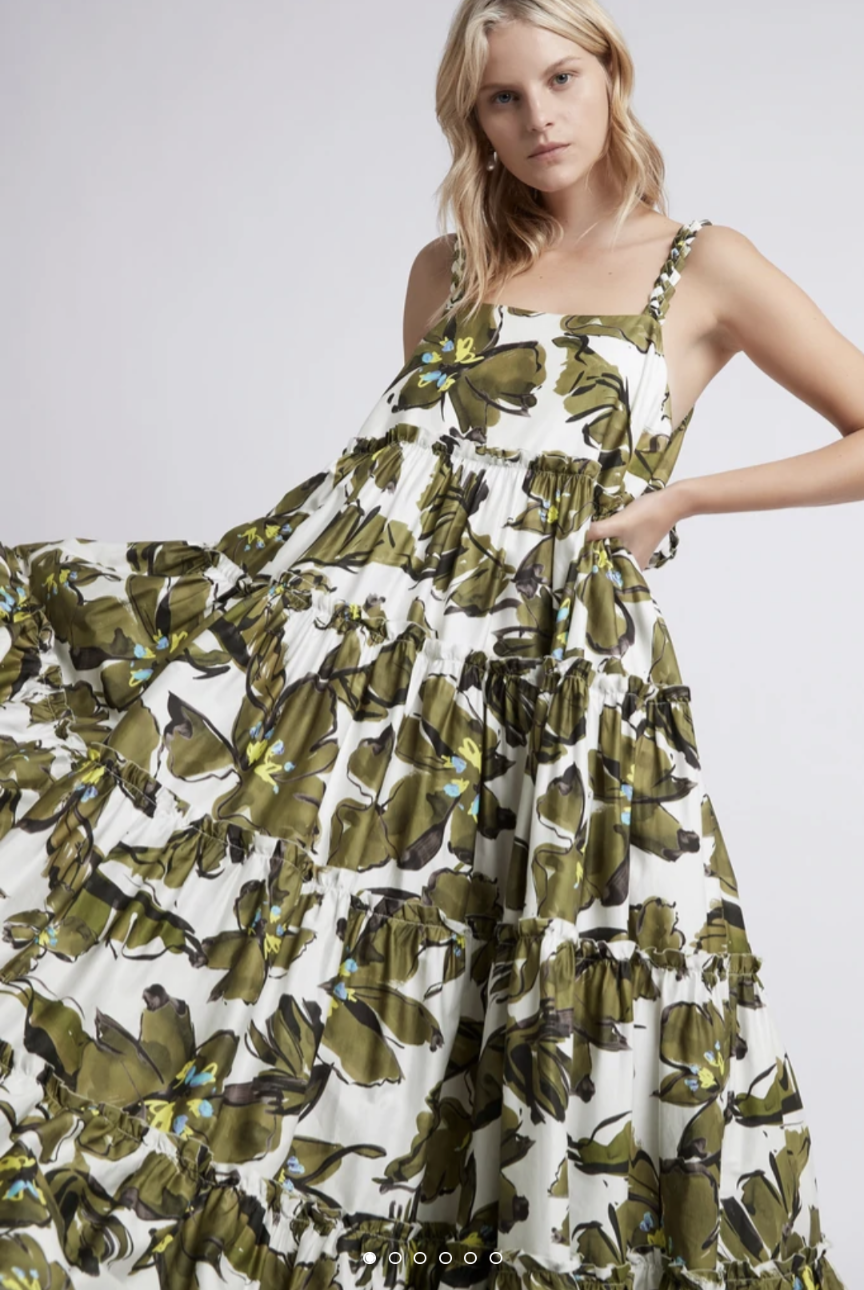 Rent a Aje Oasis Olive Leaf Maxi Dress