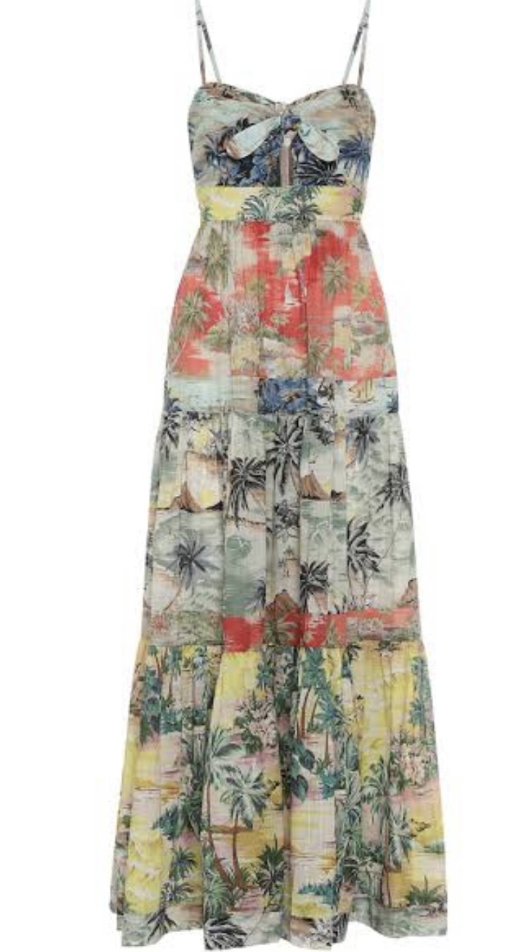 Designer rental Zimmermann Juliet Tie Front Maxi Dress