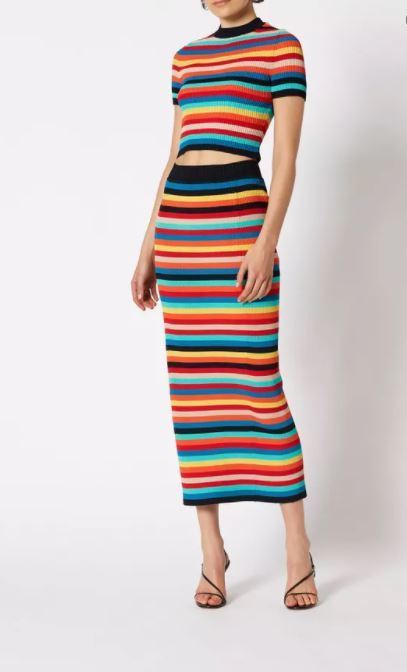 Affordable Scanlan Theodore Crepe Knit Striped Two Piece