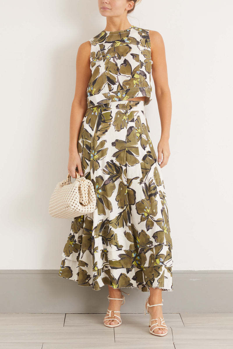 Cheap designer Aje Oasis Olive Leaf Midi Skirt & Shell Top