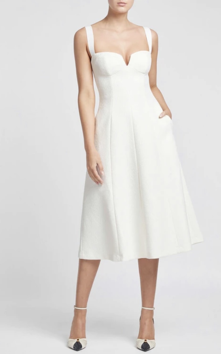 Cheap designer Rebecca Vallance Calla V Wire Midi Dress Ivory