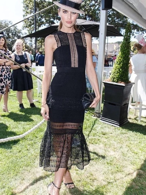 Hire a Self Portrait Frilled Lace Column Midi Dress