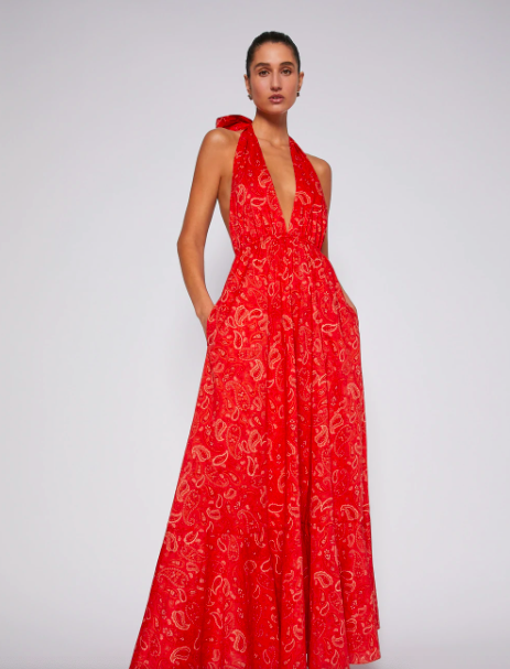 Loan a Scanlan Theodore Cotton Paisley Halter Dress