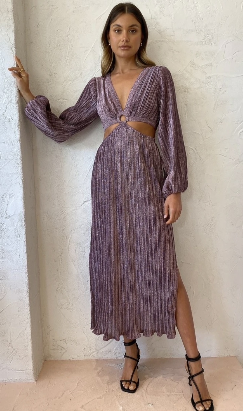 For rent a Suboo Ana Balloon Sleeve Maxi Dress Pink Metallic