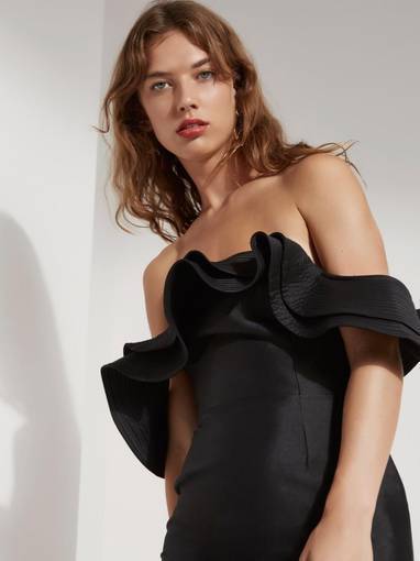 Loan a C/Meo Collective Extant Bustier Dress In Black & Mahogany