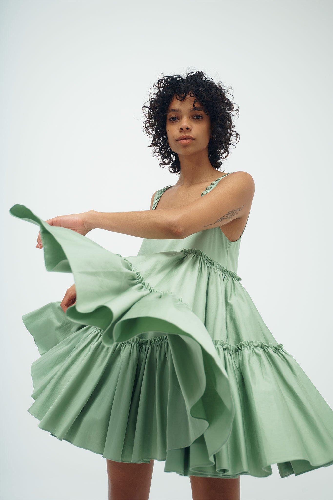 For rent a Aje Women's Green Hushed Mini Dress