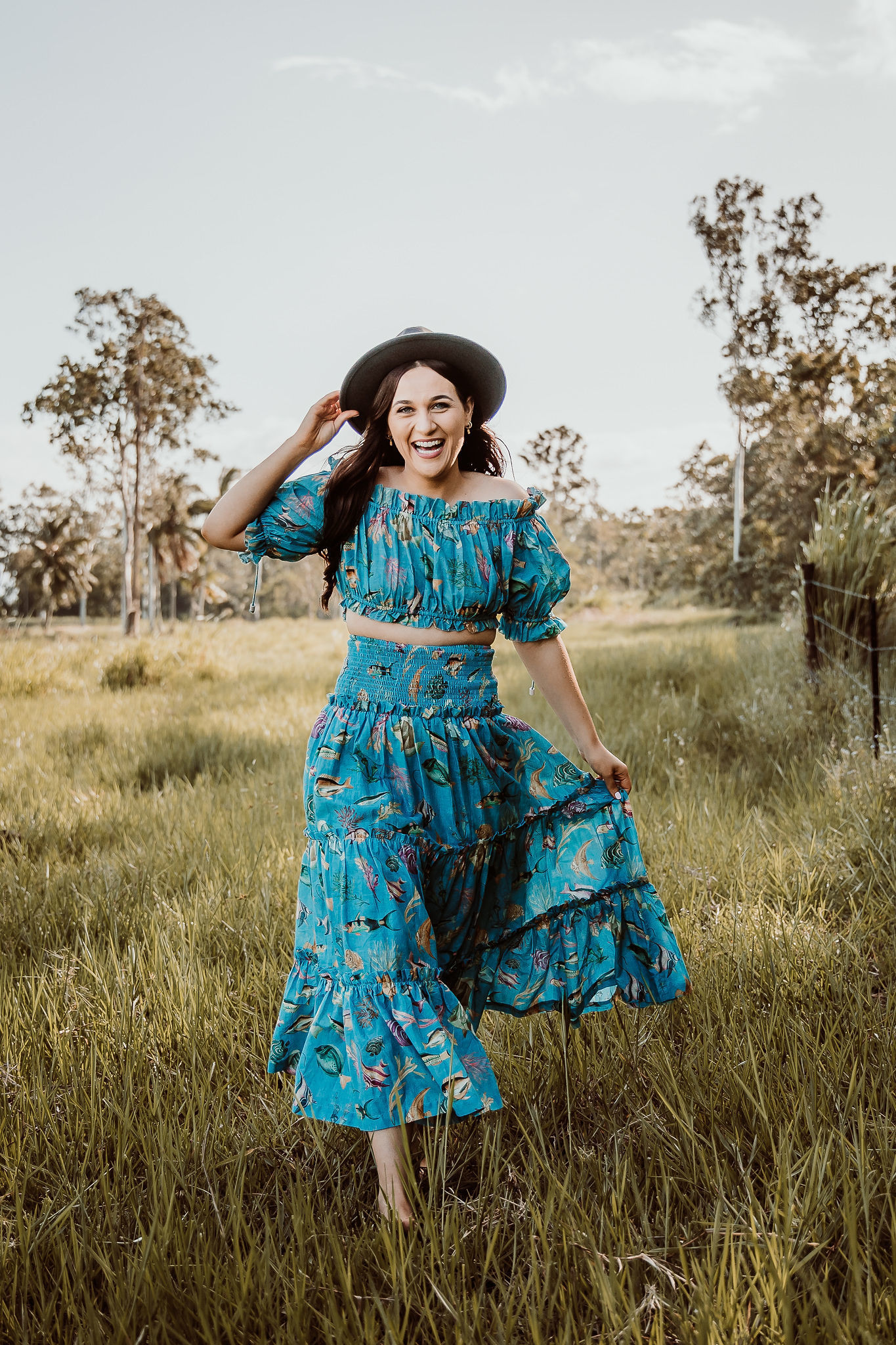 Borrow a Alemais Otto Midi Skirt And Crop Top Set