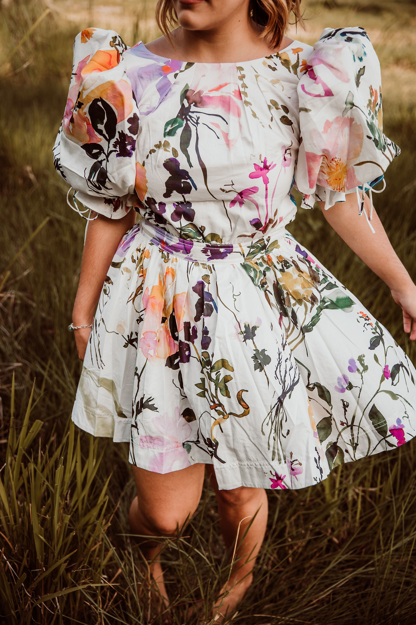 Designer rental Aje Drift Puff Sleeve Mini Dress