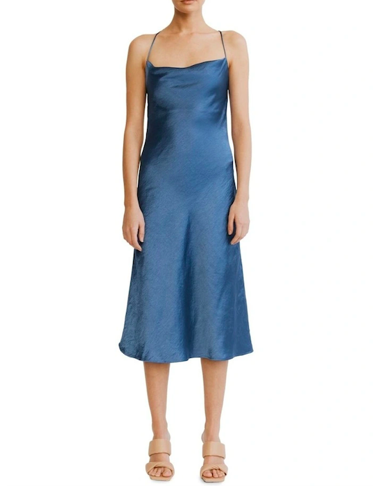 For rent a Third Form Cross Back Cowl Bias Slip Dress