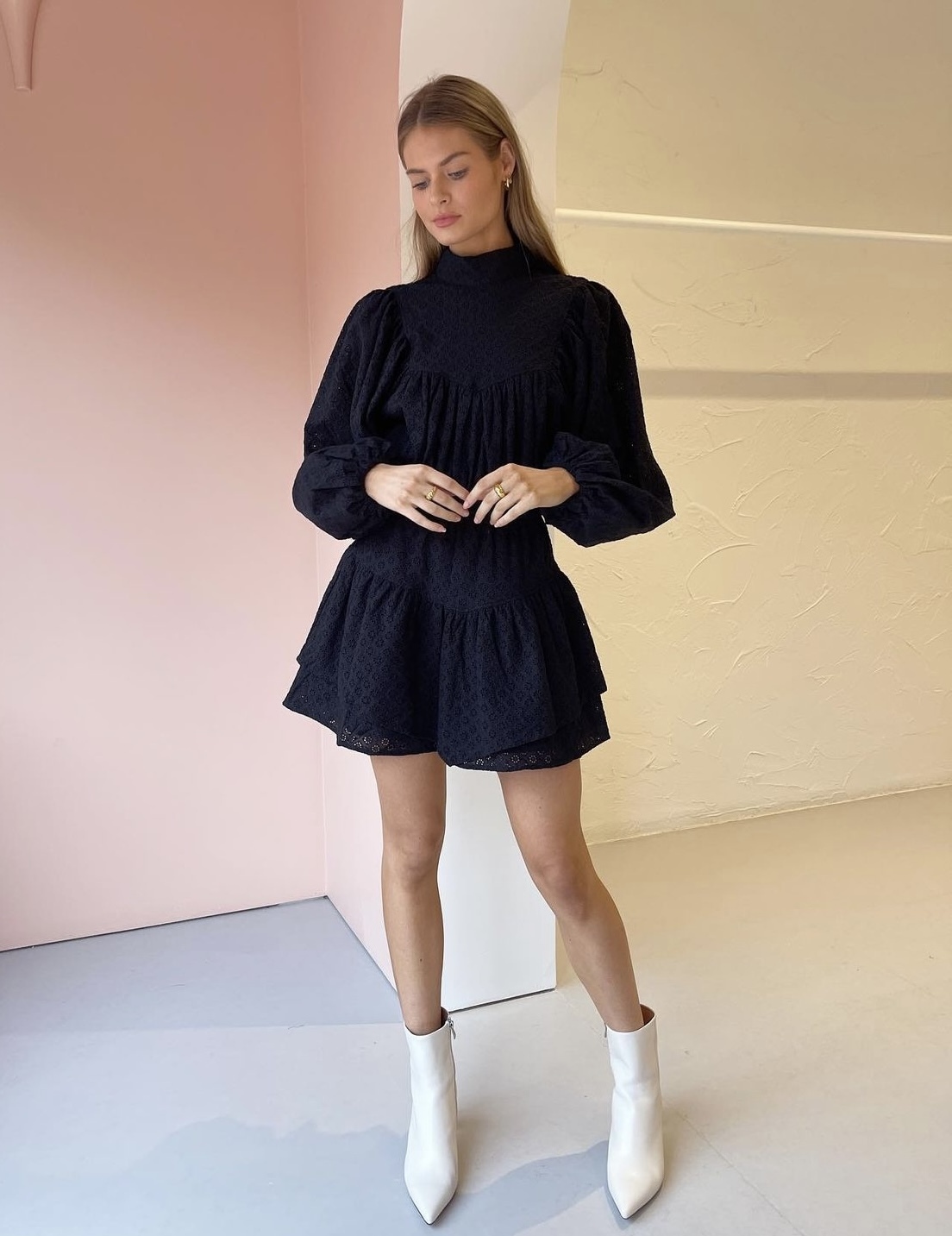 Rental Shona Joy Poppy High Neck Balloon Sleeve