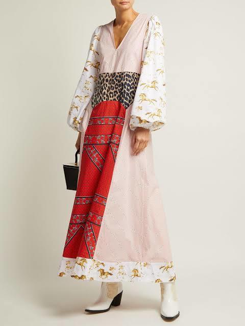 Formal rental Ganni Sweeney Patchwork Poplin Dress