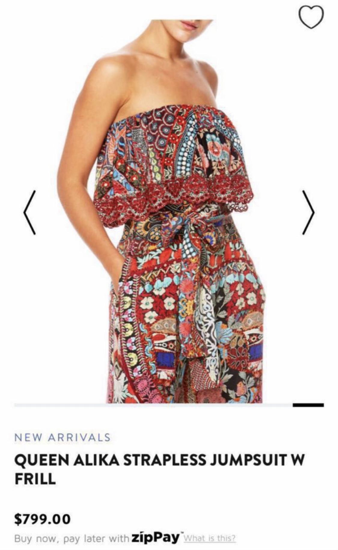 Designer rental Camilla Queen Alika Strapless Jumpsuit