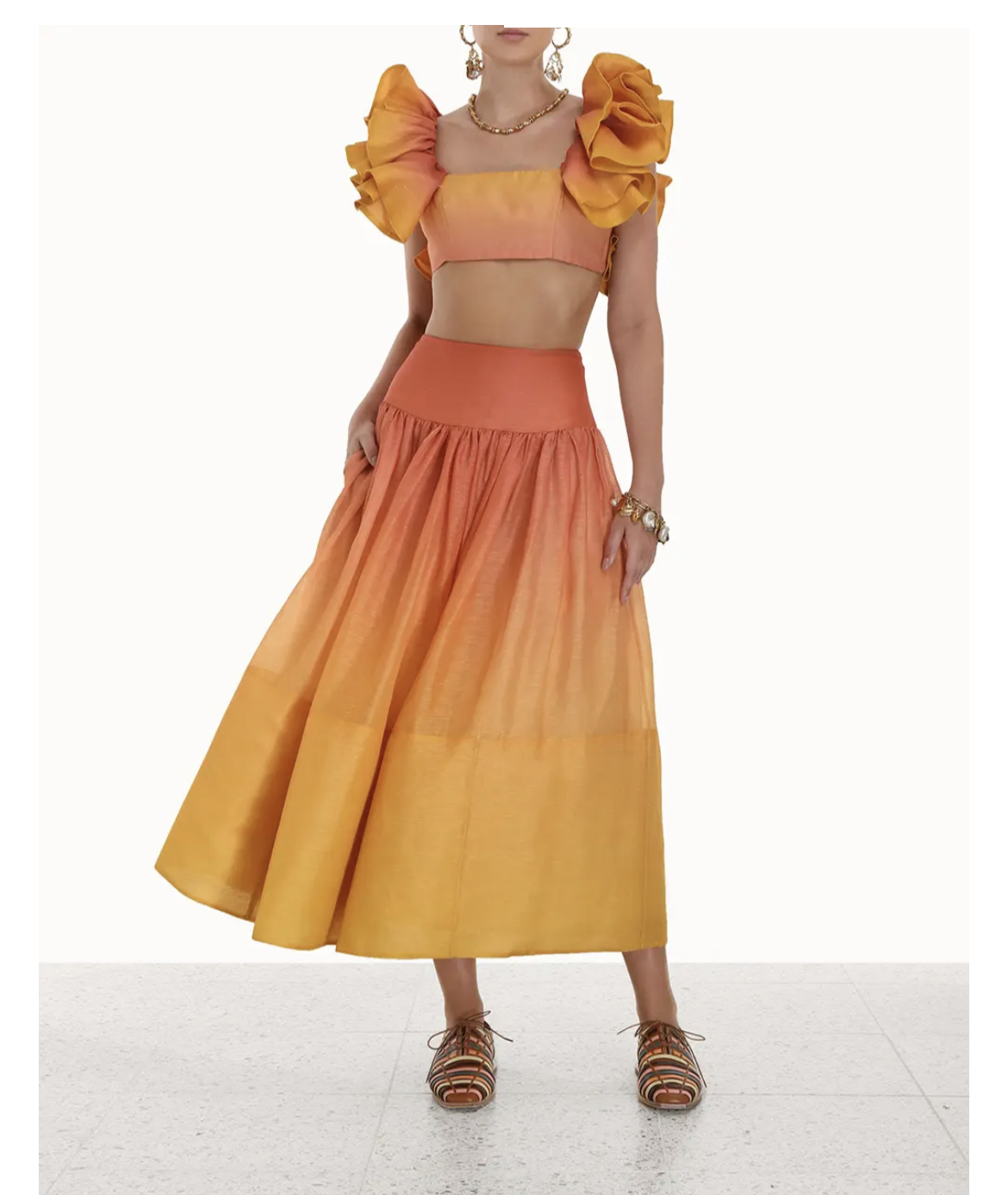 Designer rental Zimmermann Postcard Ombré Maxi Skirt & Top