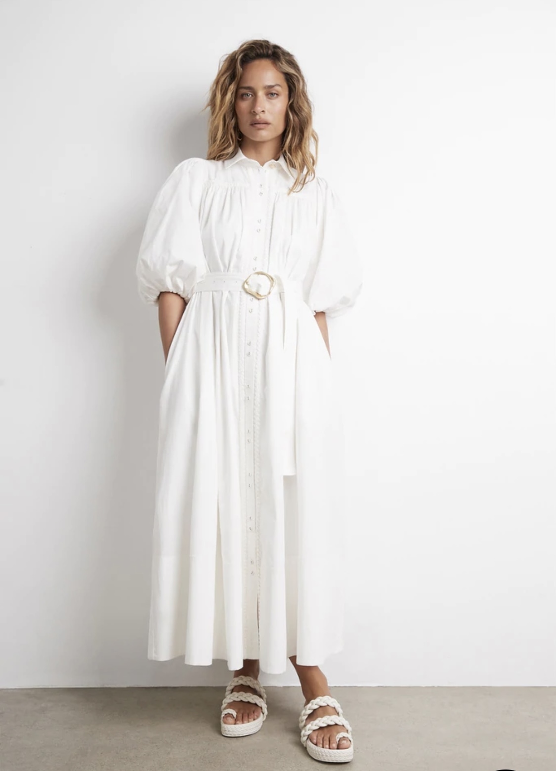 Cheap designer Aje Casabianca Puff Sleeve Shirt Dress