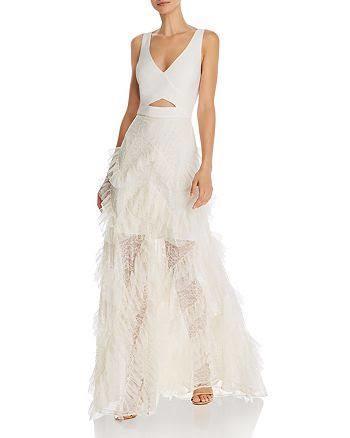 Affordable Bcbgmaxazria Ruffled Skirt Cut Out Gown