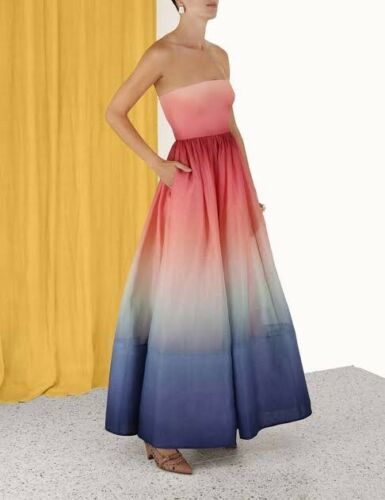 Cheap designer Zimmermann Postcard Strapless Midi Dress, Ombre Dawn