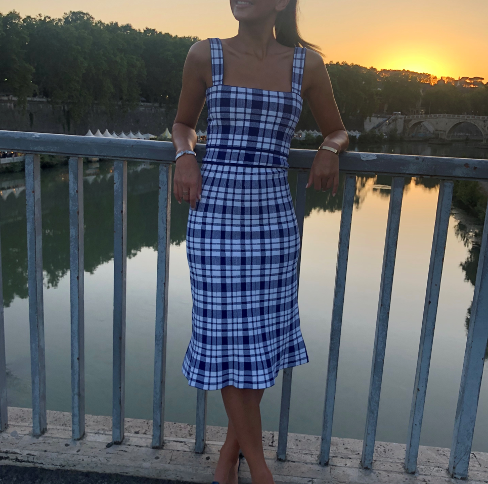 Borrow a Scanlan Theodore Crepe Knit Check Dress