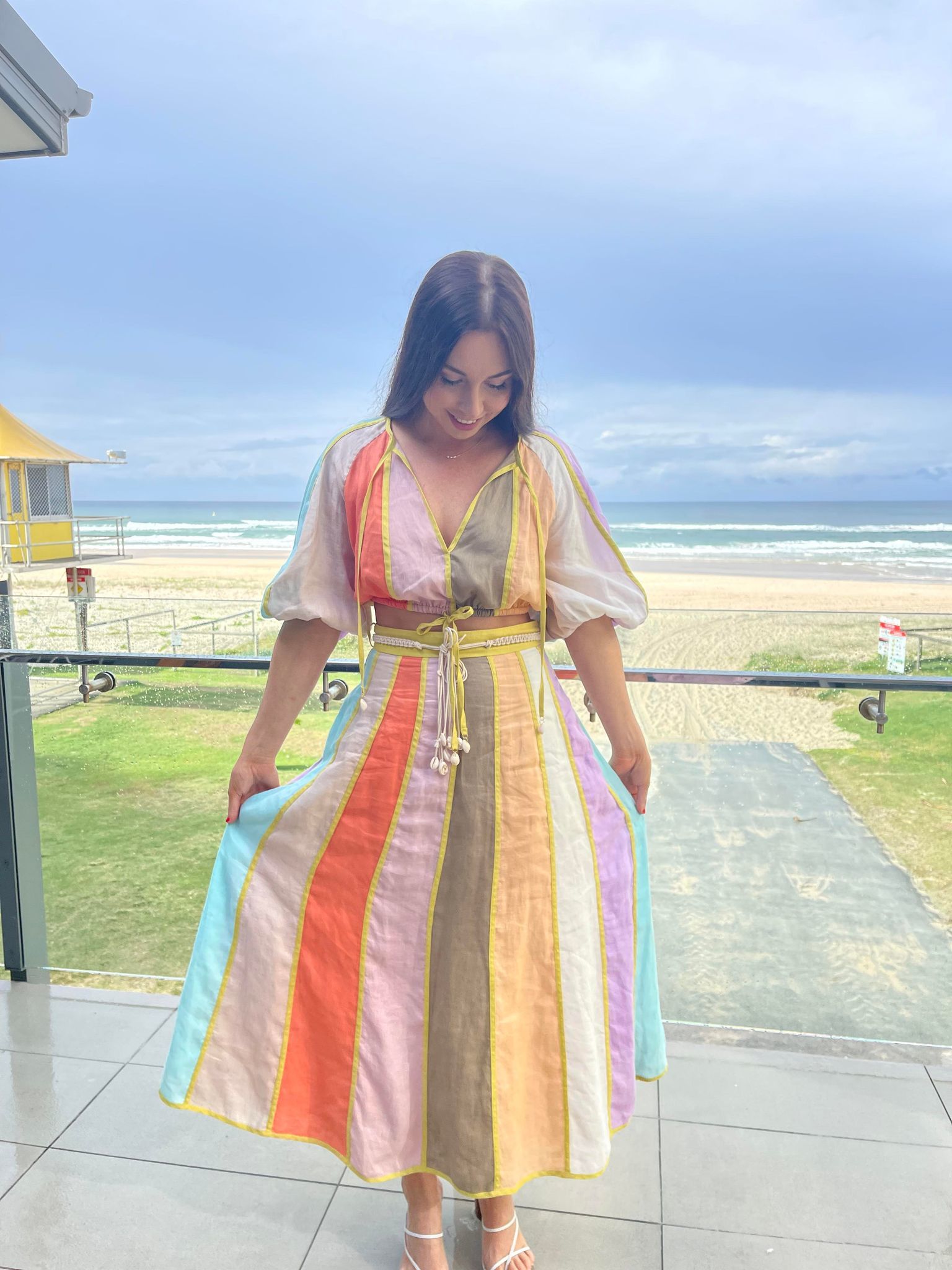 Rent a Zimmermann Zimmermann Lola Panelled Crop Top & Skirt In Spliced